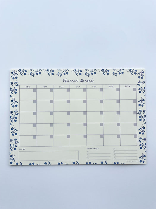 Planner Mensal Azulejo - Alma em Papel