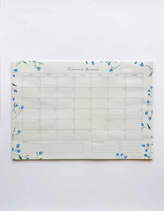 Planner Mensal Hortênsias - Alma em Papel