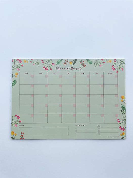 Planner Mensal Silvestre Verde - Alma em Papel