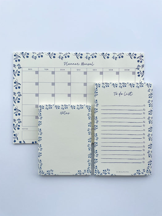 Planner Mensal Azulejo - Alma em Papel